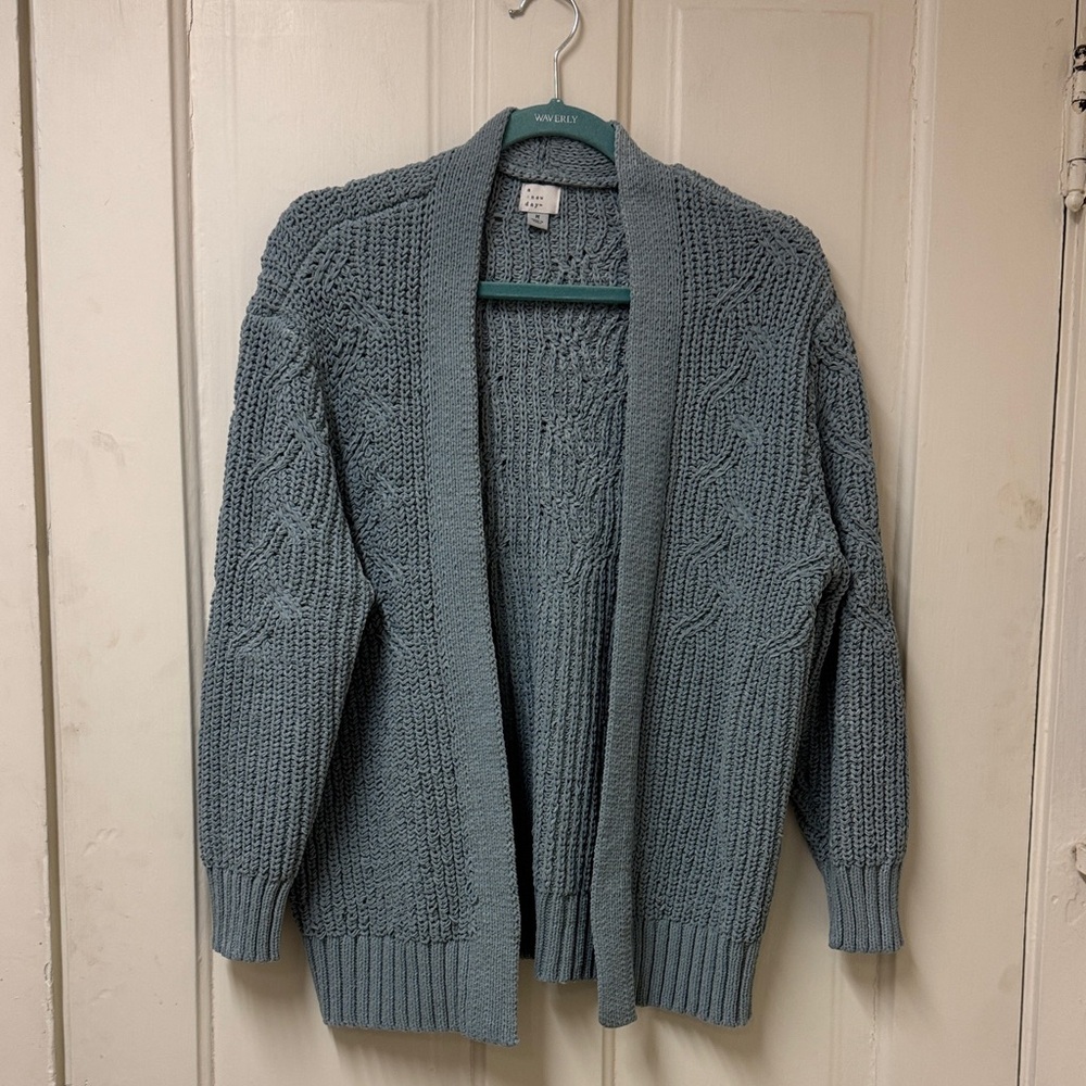 a new day Cable Knit Open Cardigan - Blue Gray